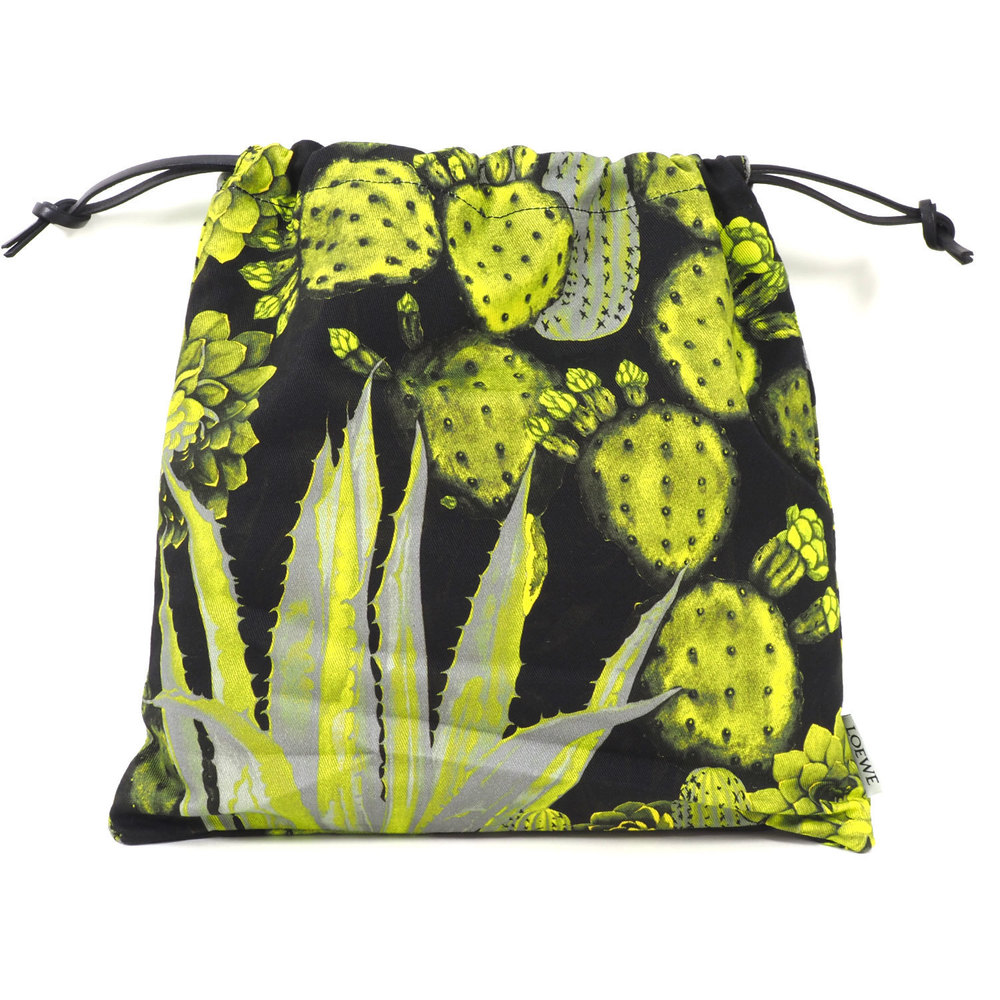 Loewe Drawstring Pouch Cactus Pattern Canvas Leat… - image 1